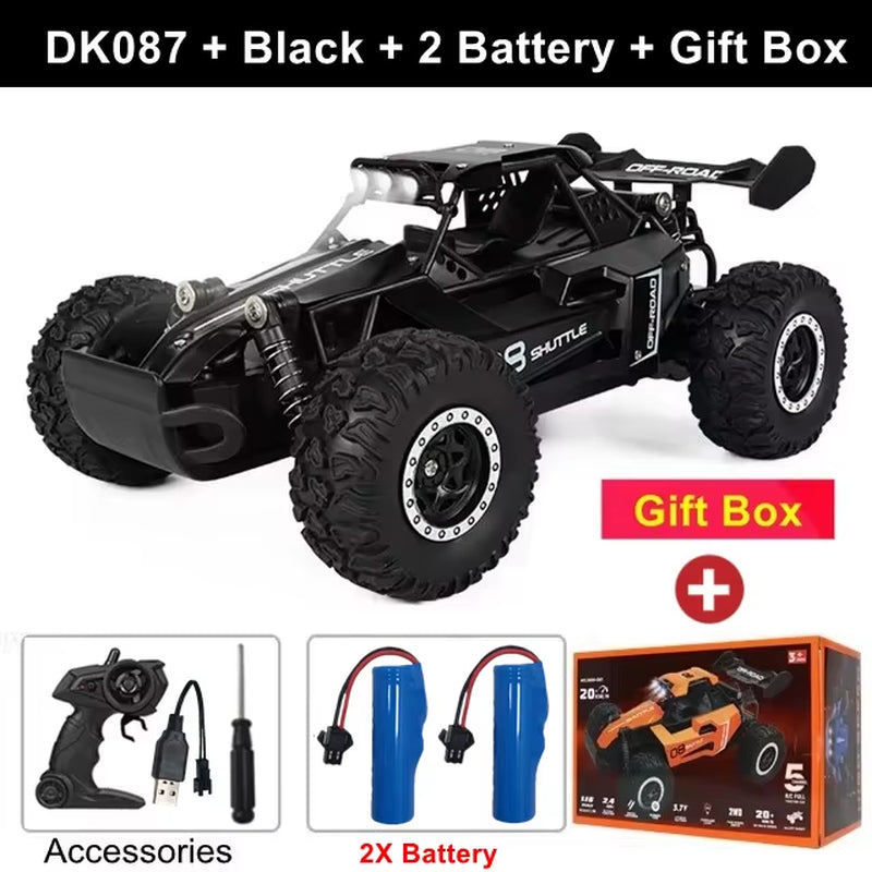 Remote Control Car RC Drift Racing 1:16 Vehicle off Road Alloy 2.4G Radio High-Speed Trucks with LED Light Climbing Gift Kid Toy