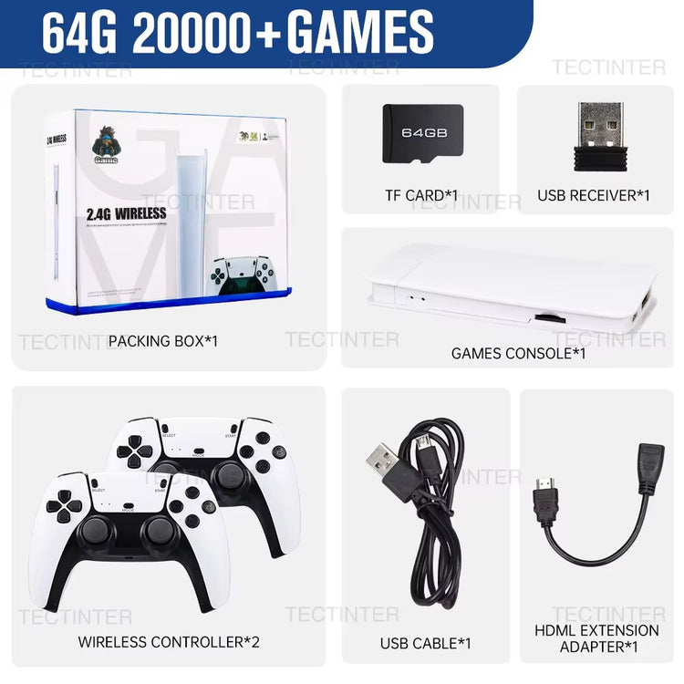 M15 Game Stick 4K Retro Video Game Console 64GB 20000+Games Handheld Game Console with Wireless Gamepads Controller HDMI Output