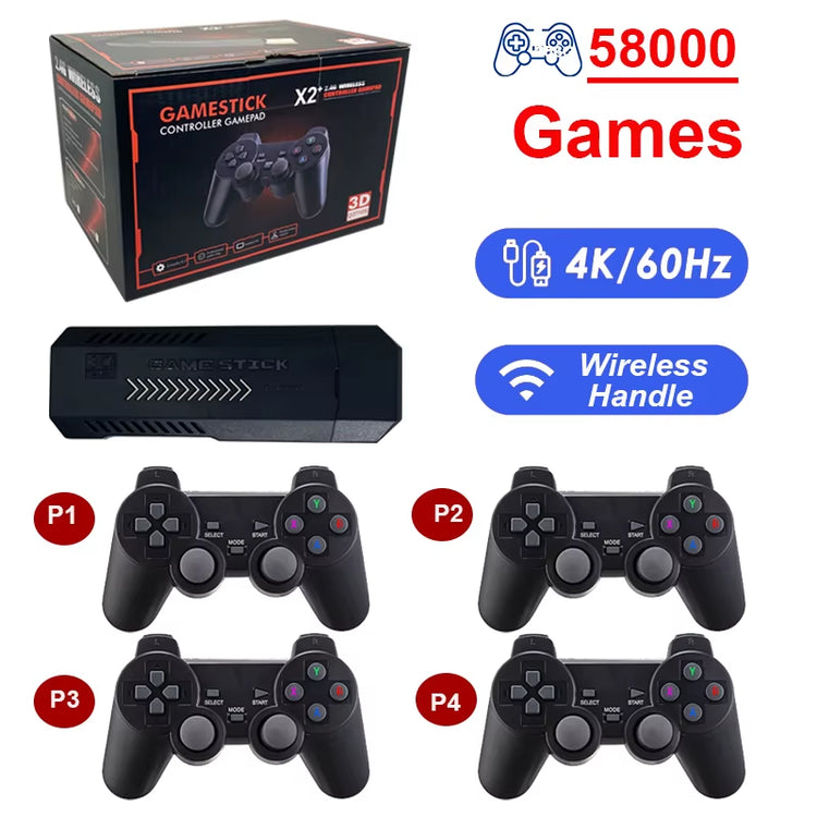 GD10 plus Game Console 4K 3D X2 plus Gaming HD Output TV Game Play 2.4G Dual Handle Portable Video Game Console for PS1 N64