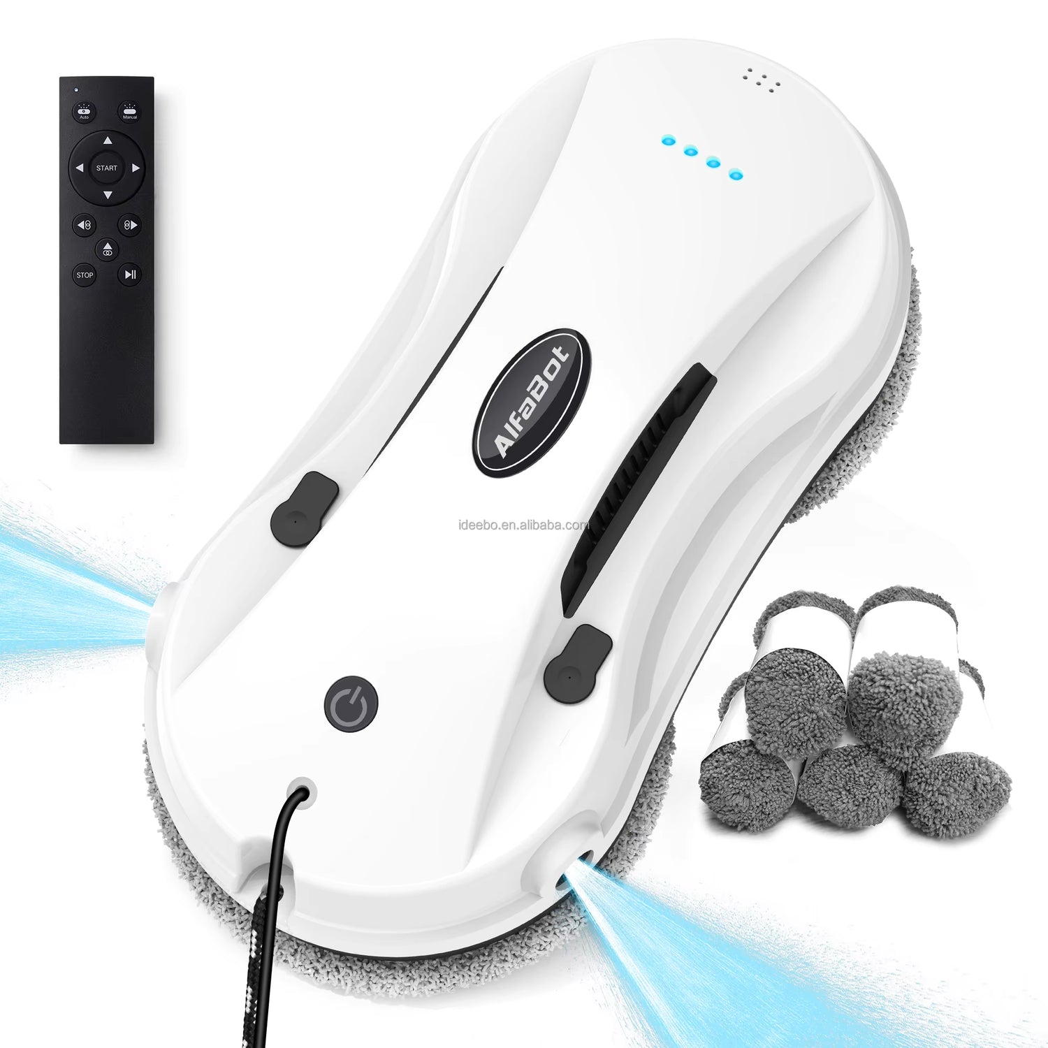 Alfabot Robot Window Cleaner with Safety Rope Remote Control Window Cleaner Indoor Outdoor Intelligent Electric Glass Cleaning