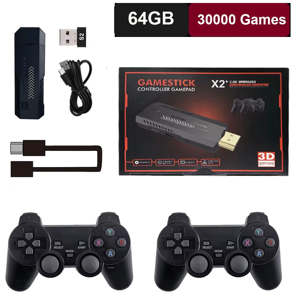 GD10 plus Game Console 4K 3D X2 plus Gaming HD Output TV Game Play 2.4G Dual Handle Portable Video Game Console for PS1 N64