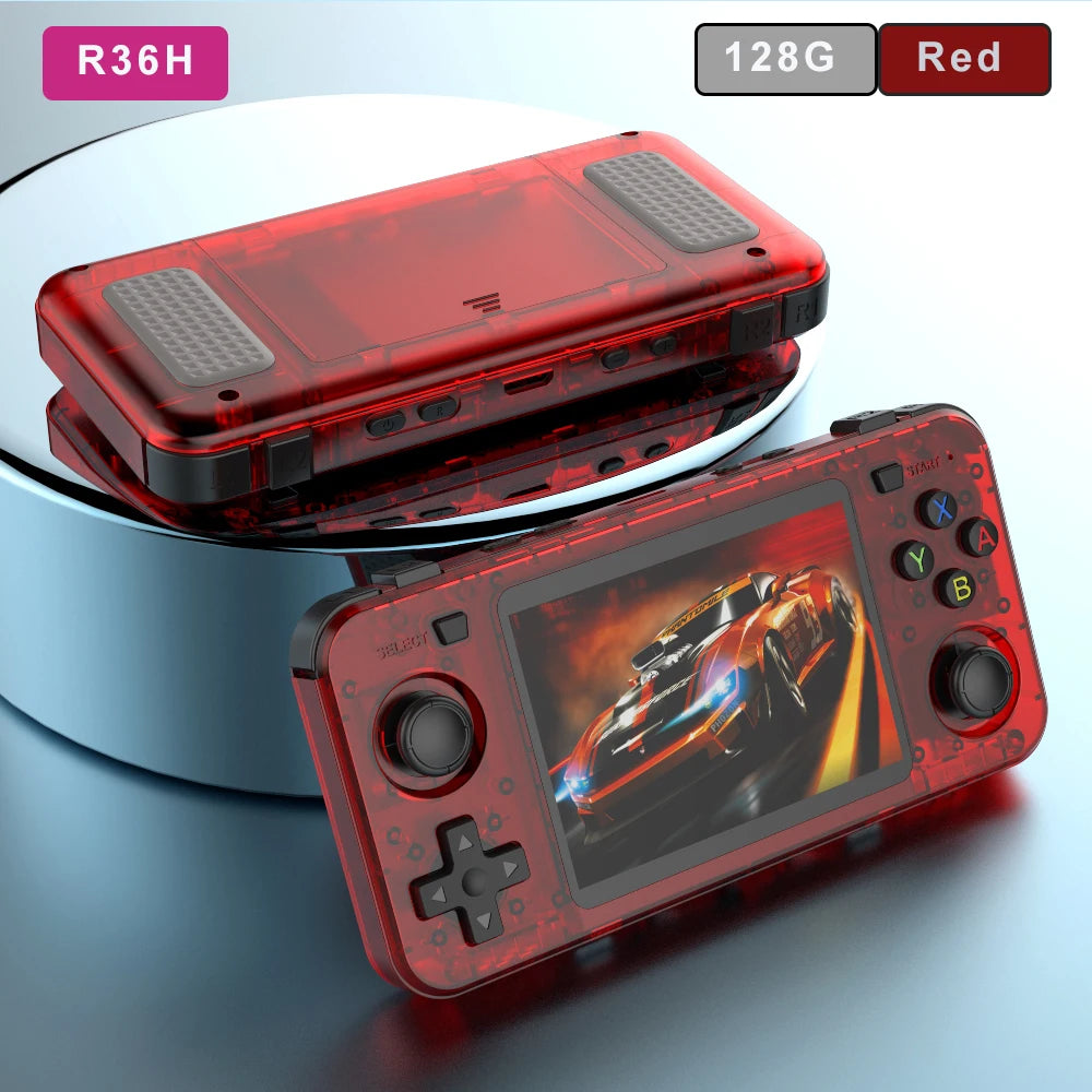 BOYHOM New R36H Handheld Game Console 3.5-Inch IPS Screen Linux RK3326 Retro Video Games Player 3000 Mah 64G 10000+ Classic Game