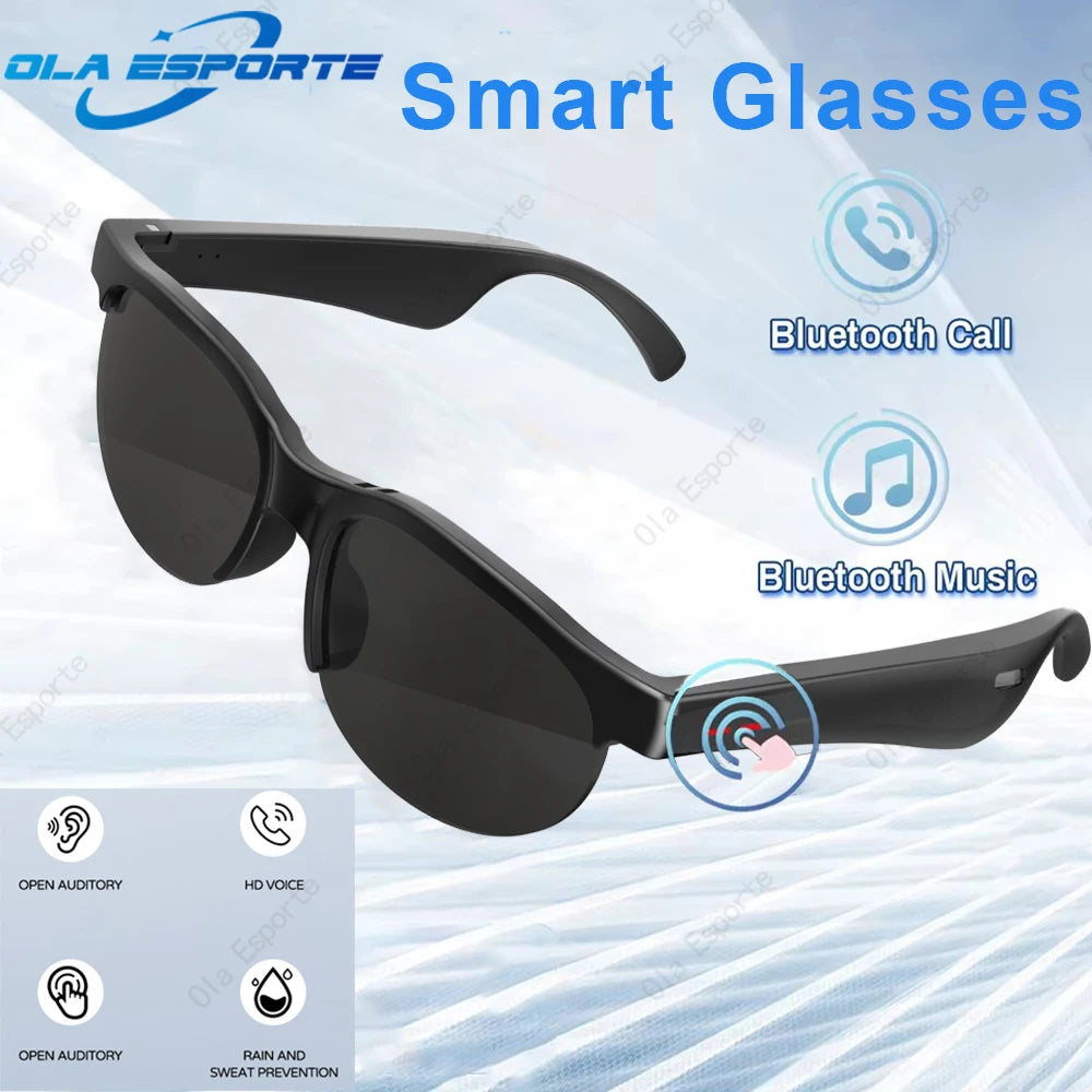 New Smart Glasses Men Bluetooth 5.3 Earphones Anti-Blu-Ray Stereo Headset Dual Speaker Touch Music Control Headphone Sunglasses
