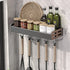 Stylish Wall-Mounted Kitchen Condiment Rack with Storage Box Multifunctional Household Utensil Rack with Oil Vinegar Dispenser