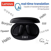 AI Translator Earbud Lenovo XT55 OWS Bluetooth 5.4 Wireless Noise Reduction HD Call Translation Headphones for Travel with Mic