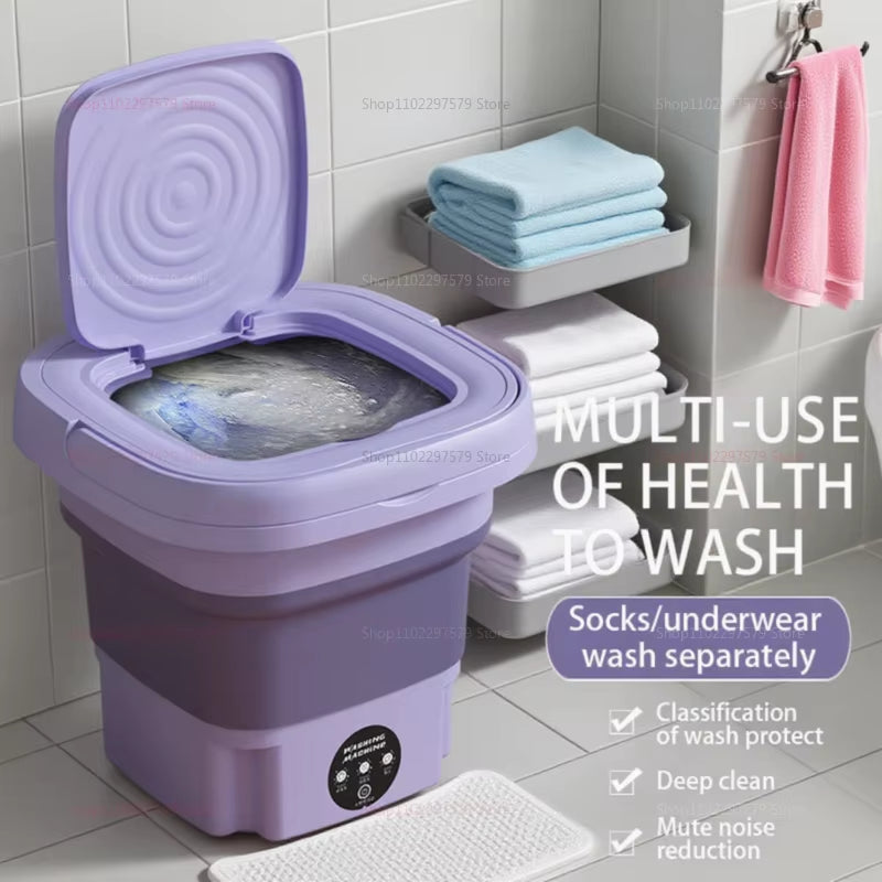 Portable Small Foldable Washing Machine with Spin Dryer for Socks Underwear Washer Household Mini Washing Machine EU Plug