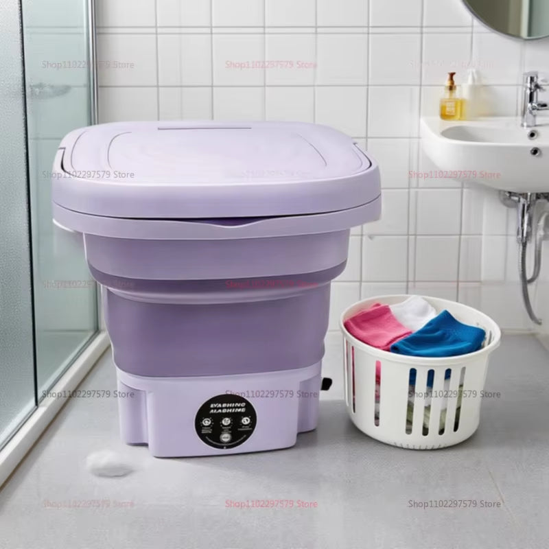 Portable Small Foldable Washing Machine with Spin Dryer for Socks Underwear Washer Household Mini Washing Machine EU Plug
