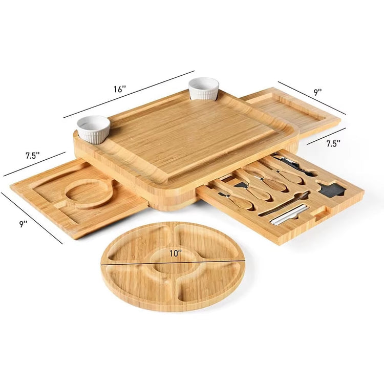 Popular Service Tray Cheese Board Set Bamboo Cooked Food Board with Stainless Steel Knife Gift for Home Use