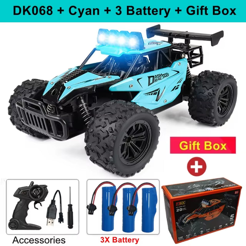 Remote Control Car RC Drift Racing 1:16 Vehicle off Road Alloy 2.4G Radio High-Speed Trucks with LED Light Climbing Gift Kid Toy