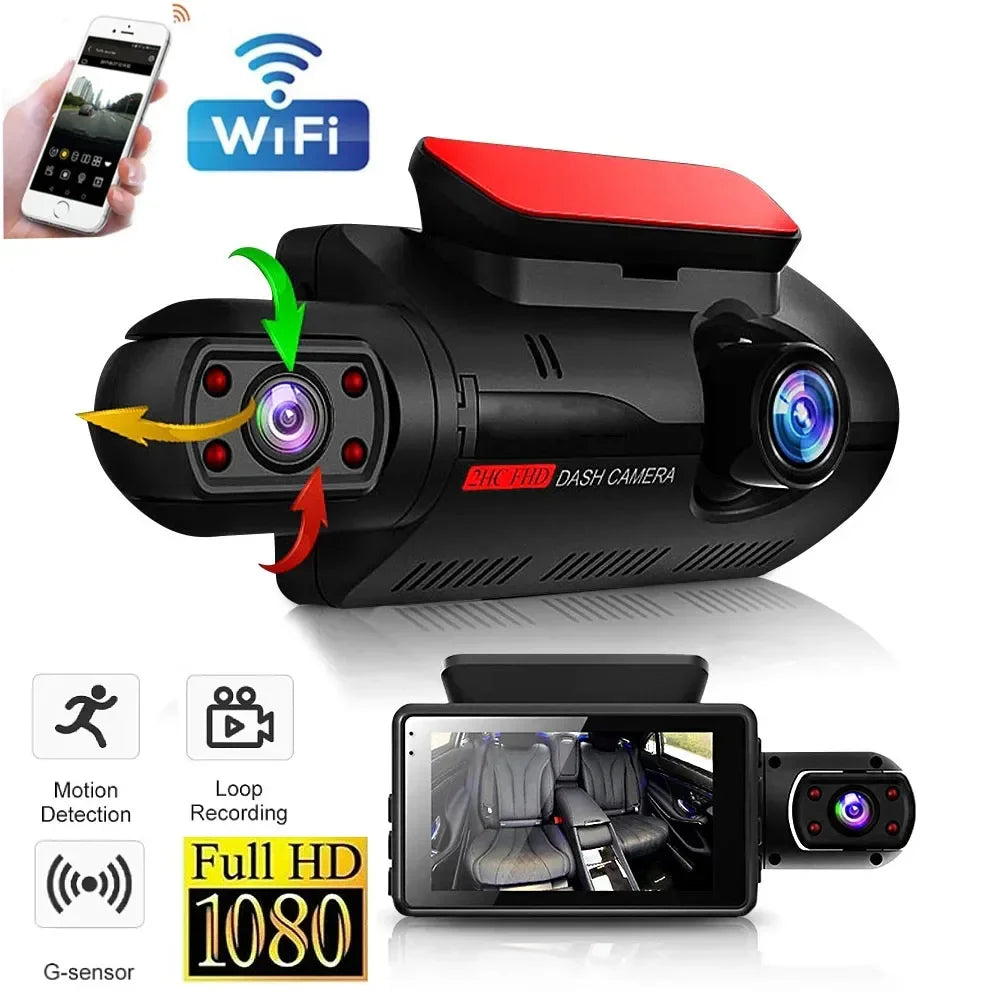 Dual Lens Dash Cam for Cars Black Box HD 1080P Car Video Recorder with WIFI Night Vision G-Sensor Loop Recording Dvr Car Camera