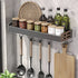 Stylish Wall-Mounted Kitchen Condiment Rack with Storage Box Multifunctional Household Utensil Rack with Oil Vinegar Dispenser