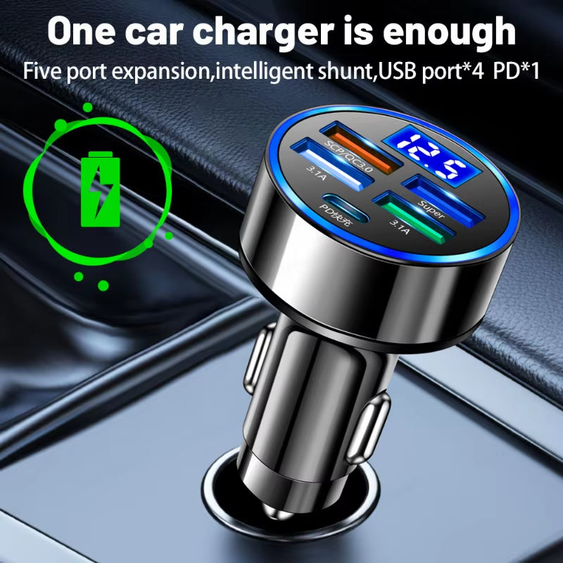 5 Ports USB Car Charge 250W Quick 7A Mini Fast Charging for Iphone 11 Xiaomi Huawei Mobile Phone Charger Adapter in Car