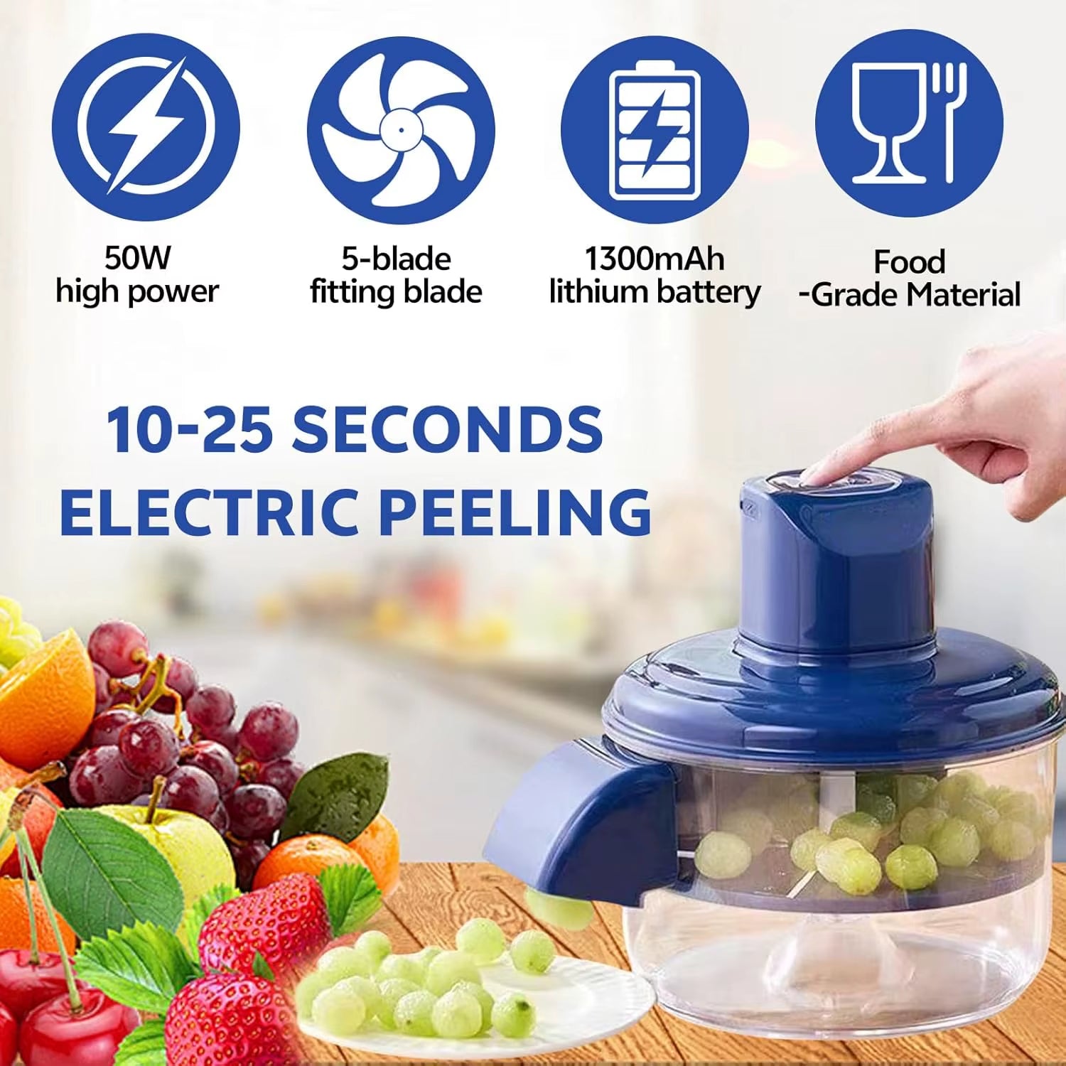 Household Rechargeable Fruit Peeling Machine Automatic Small Fruit Garlic Peeler Machine Electric Fruit Garlic Peeling Machine