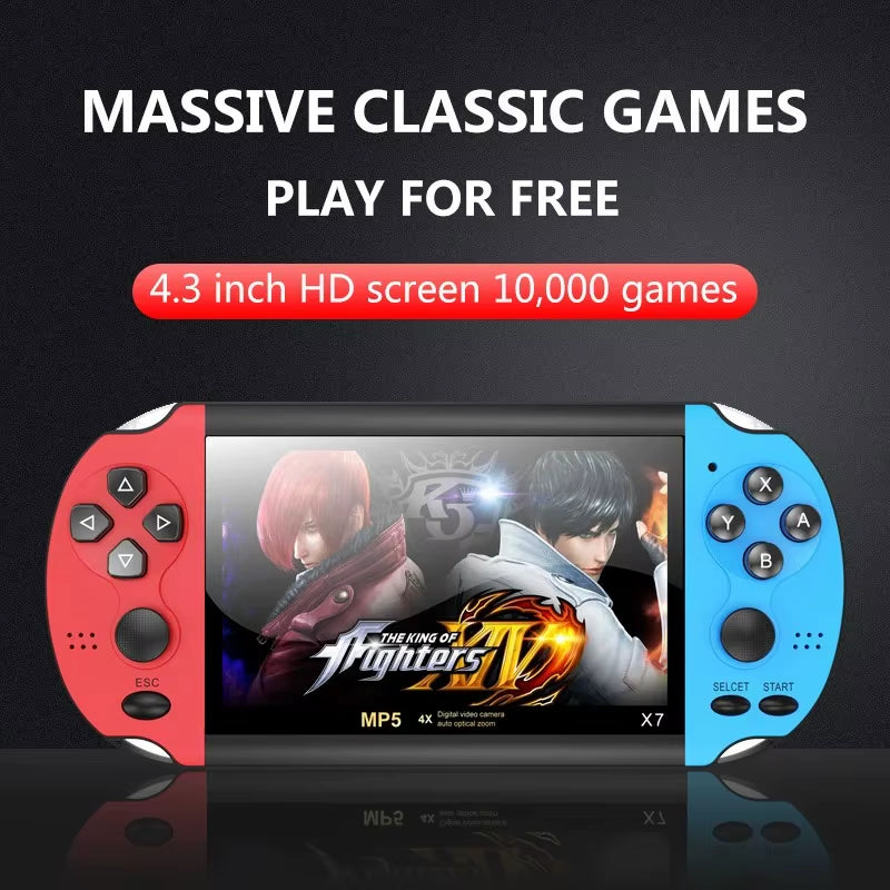 X7/X7Plus Portable Gaming Console, 4.3/5.1-Inch HD Screen, Portable Audio-Video Player, Classic Games, over 10,000 Free Built-