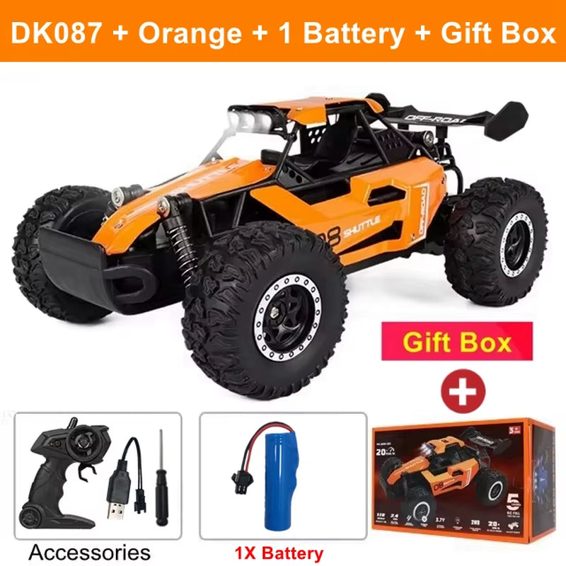 Remote Control Car RC Drift Racing 1:16 Vehicle off Road Alloy 2.4G Radio High-Speed Trucks with LED Light Climbing Gift Kid Toy
