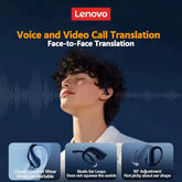 AI Translator Earbud Lenovo XT55 OWS Bluetooth 5.4 Wireless Noise Reduction HD Call Translation Headphones for Travel with Mic