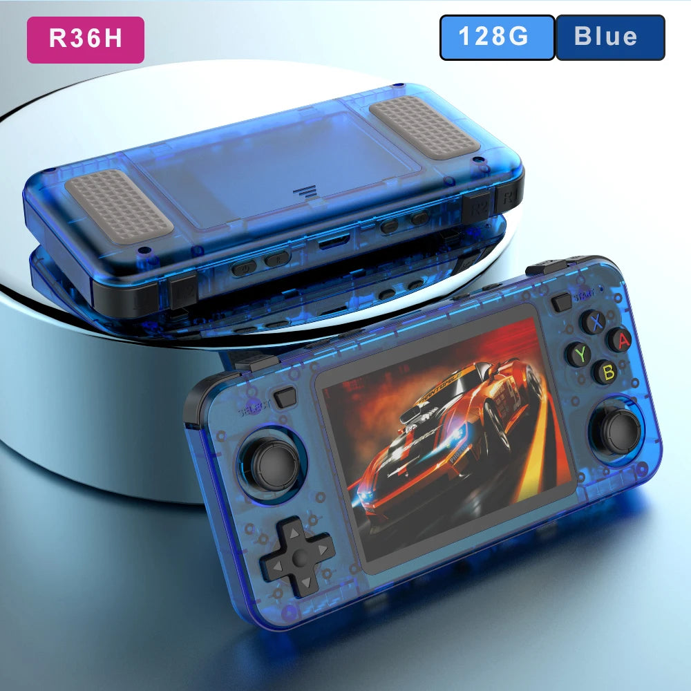 BOYHOM New R36H Handheld Game Console 3.5-Inch IPS Screen Linux RK3326 Retro Video Games Player 3000 Mah 64G 10000+ Classic Game