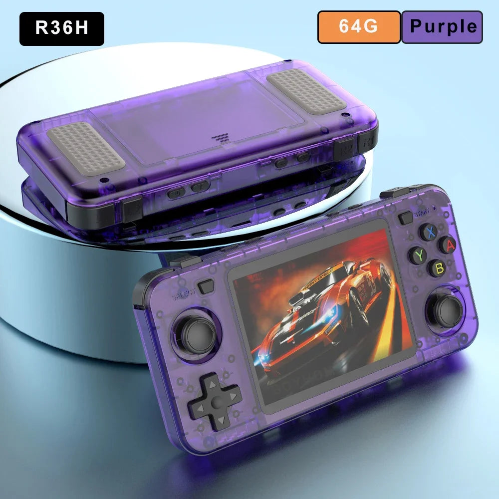 BOYHOM New R36H Handheld Game Console 3.5-Inch IPS Screen Linux RK3326 Retro Video Games Player 3000 Mah 64G 10000+ Classic Game