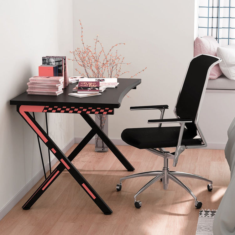 Scrivania Gaming Ergonomica Da 116Cm, Scrivania Multiuso per PC Con Struttura in Metallo Nero