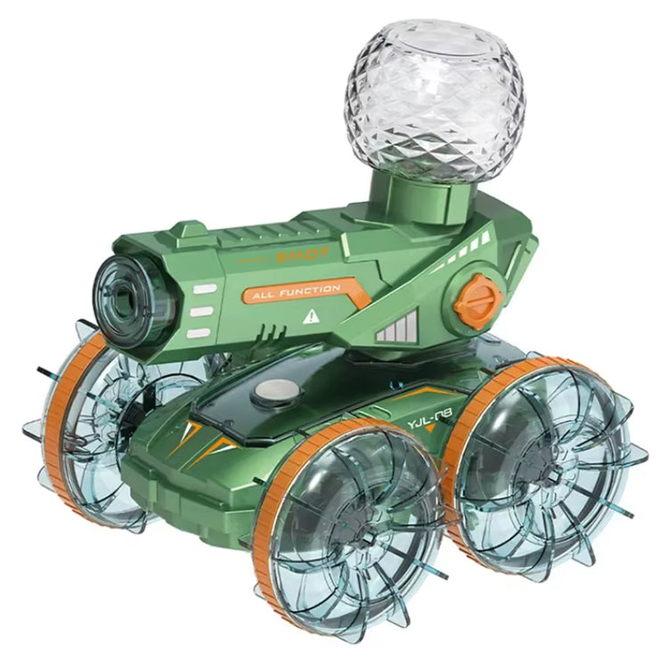 Dual Watch Remote Control 360 Rotating Flashing Light Transparent Wheel Amphibious Shoot Water Spray RC Stunt Car Toys for Kids