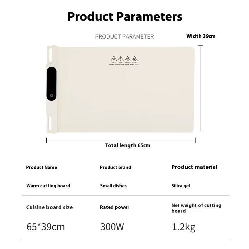 Hot Dish Electric Square Rice Plate Non-Slip Silicone Flexible Chopping Board Rollable Foldable Dining Table Constant Heating