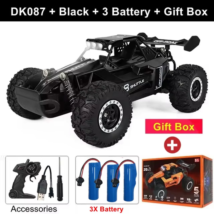 Remote Control Car RC Drift Racing 1:16 Vehicle off Road Alloy 2.4G Radio High-Speed Trucks with LED Light Climbing Gift Kid Toy