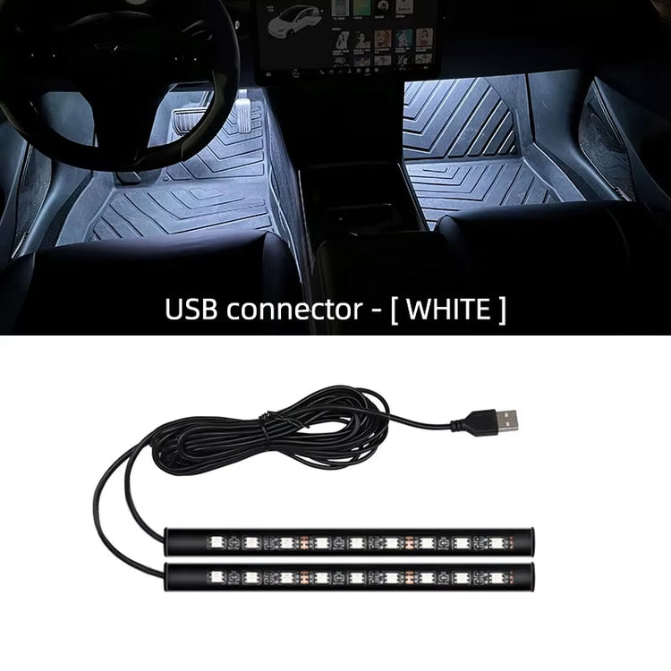 2 in 1 LED Car Neon Light Foot Light LED Interior Decoration Backlight Cigarette Lighter USB Atmosphere Lamp Vehicle Accessories
