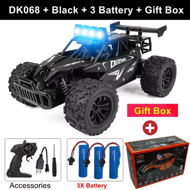 Remote Control Car RC Drift Racing 1:16 Vehicle off Road Alloy 2.4G Radio High-Speed Trucks with LED Light Climbing Gift Kid Toy