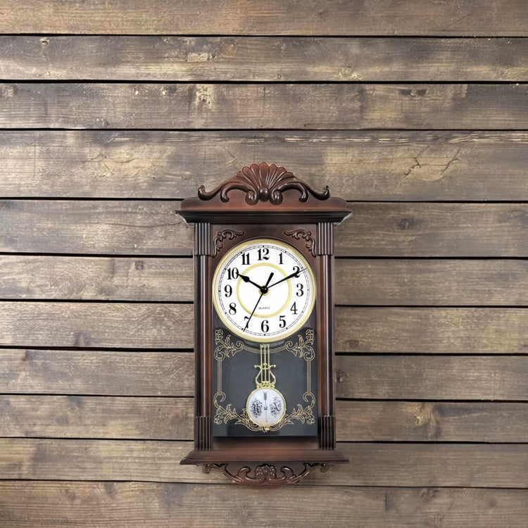 Home Decorative European Retro Wooden Plastic Pendulum Hot Sale Gift Plastic Wall Clock