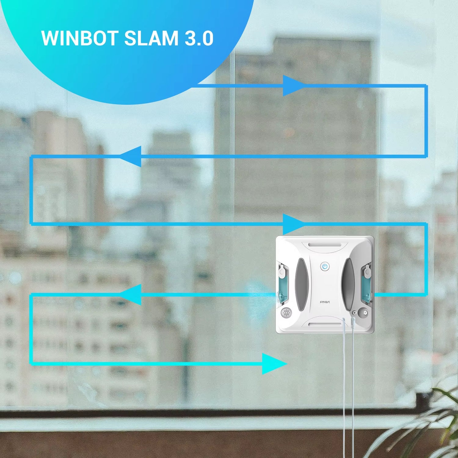 Two-Way Water Spray Smart Robot Window Washer W6 Anti-Drop 10 Language Options Remote Control Electric for Household Car Use