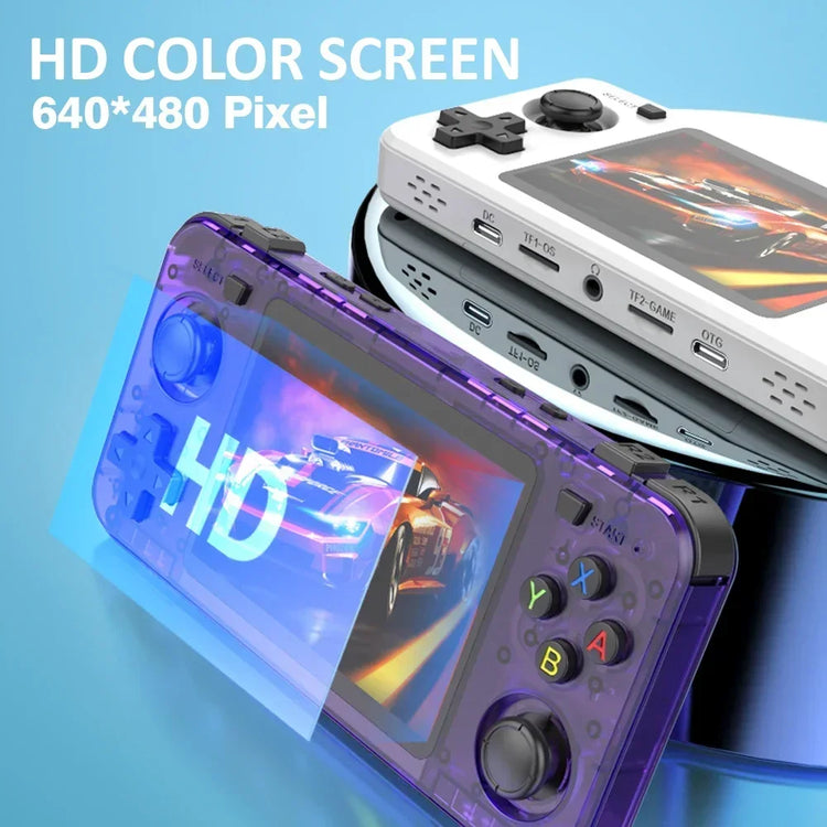 BOYHOM New R36H Handheld Game Console 3.5-Inch IPS Screen Linux RK3326 Retro Video Games Player 3000 Mah 64G 10000+ Classic Game