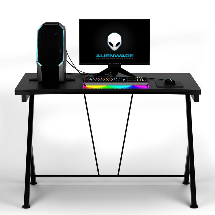 Scrivania Gaming Ergonomica Da 116Cm, Scrivania Multiuso per PC Con Struttura in Metallo Nero