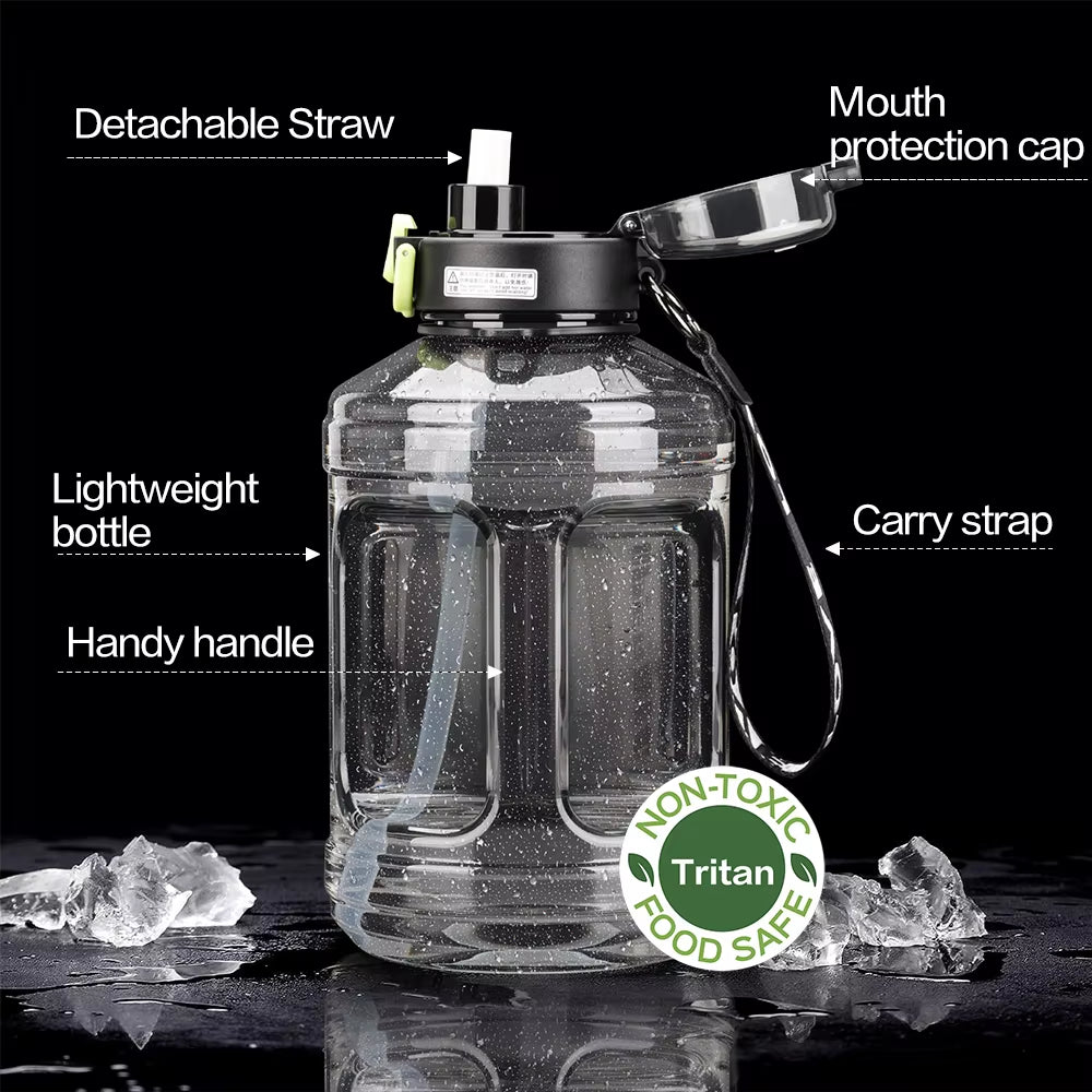 2.2 L Large Water Tritan Sports Running Plastic Bottle Gym Jug Custom Logo BPA Free Leakproof for Fitness Bottles Gallon Jugs