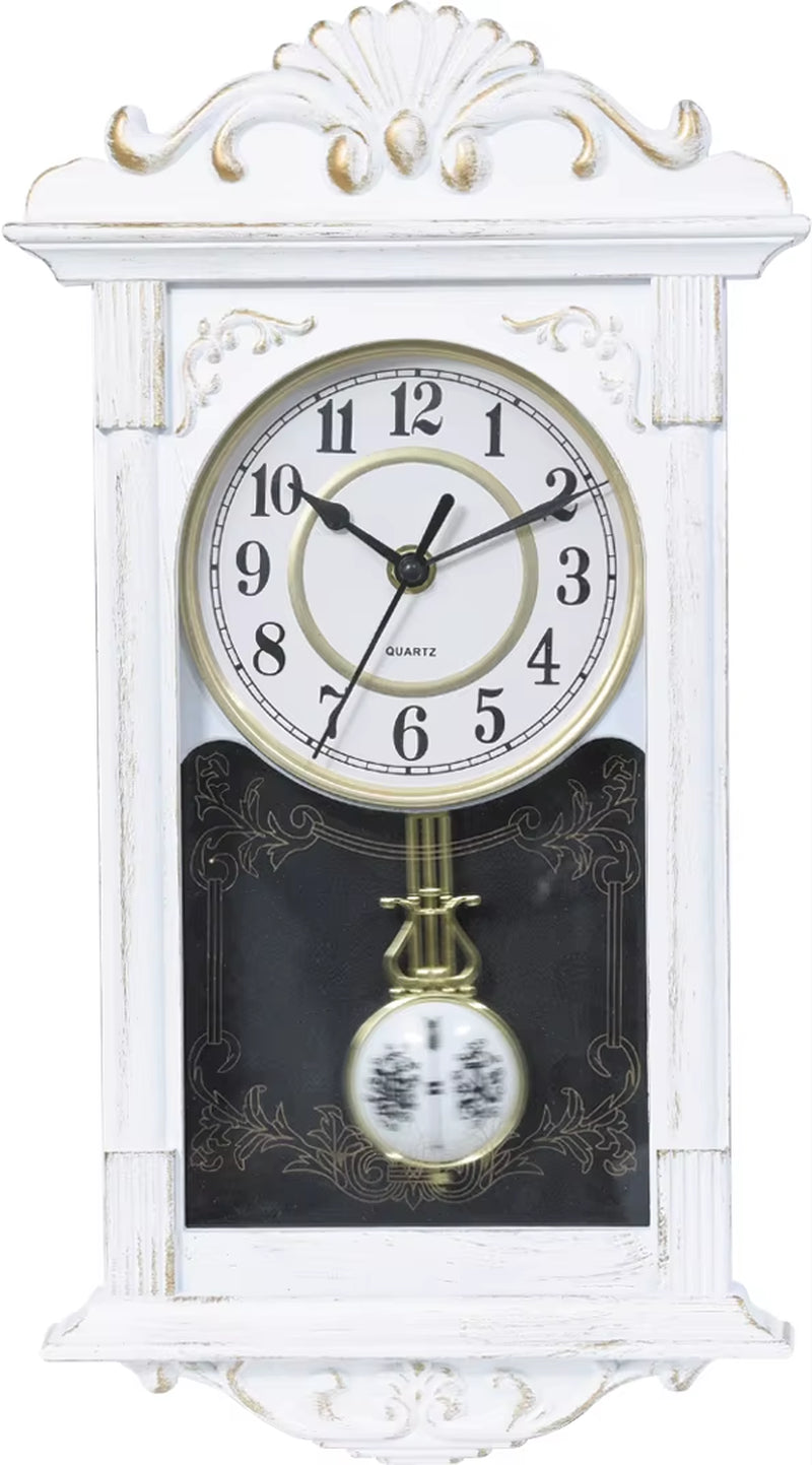 Home Decorative European Retro Wooden Plastic Pendulum Hot Sale Gift Plastic Wall Clock