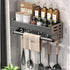 Stylish Wall-Mounted Kitchen Condiment Rack with Storage Box Multifunctional Household Utensil Rack with Oil Vinegar Dispenser