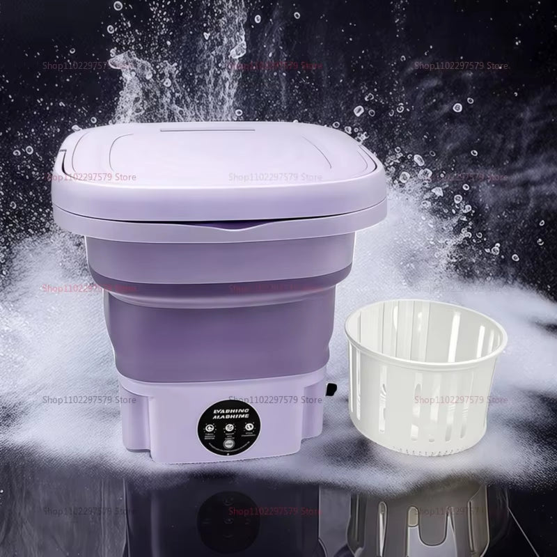 Portable Small Foldable Washing Machine with Spin Dryer for Socks Underwear Washer Household Mini Washing Machine EU Plug