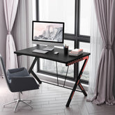 Scrivania Gaming Ergonomica Da 116Cm, Scrivania Multiuso per PC Con Struttura in Metallo Nero