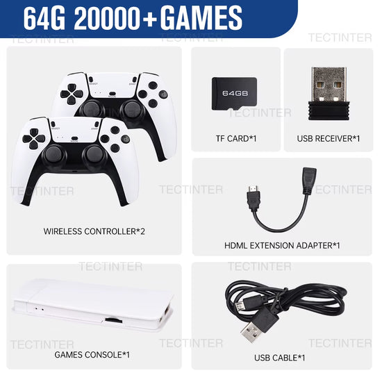M15 Game Stick 4K Retro Video Game Console 64GB 20000+Games Handheld Game Console with Wireless Gamepads Controller HDMI Output