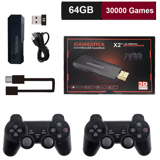 GD10 plus Game Console 4K 3D X2 plus Gaming HD Output TV Game Play 2.4G Dual Handle Portable Video Game Console for PS1 N64