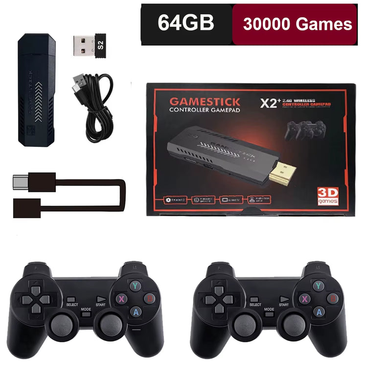 GD10 plus Game Console 4K 3D X2 plus Gaming HD Output TV Game Play 2.4G Dual Handle Portable Video Game Console for PS1 N64