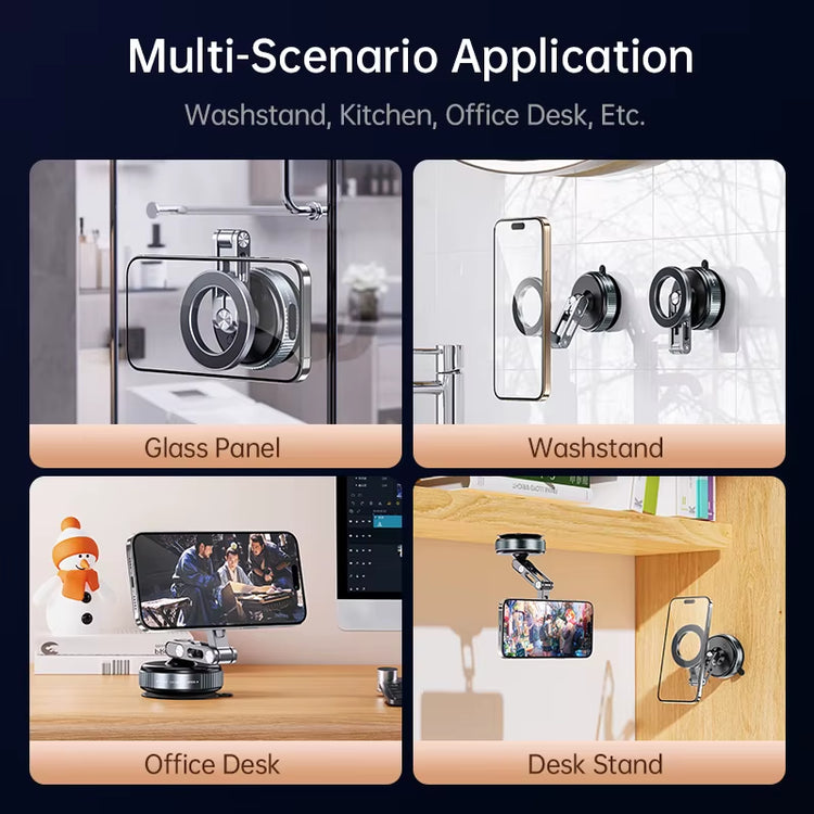 Boneruy X53 360 Rotate Vacuum Suction Cup Metal Phone Holder Aluminium Alloy Magnetic Adsorption for Gym Car Wall Glass