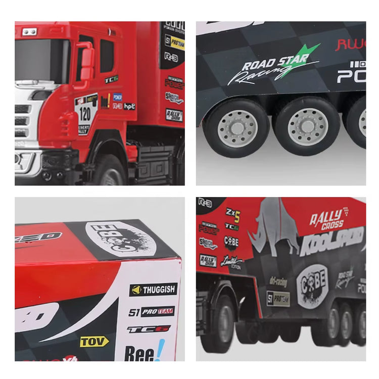 50CM 2.4Ghz RC Container Truck Kids Full Function Remote Control Rally Vehicle W/ Lights Large Truck Toy for City Role Play