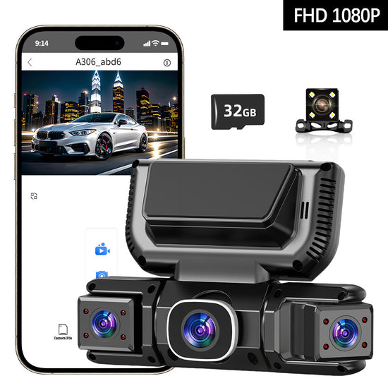 3-Inch 4-Channel WiFi Dash Cam 1080P HD Car DVR with Front Rear Side Cameras, Night Vision, Parking Monitor & Loop Recording