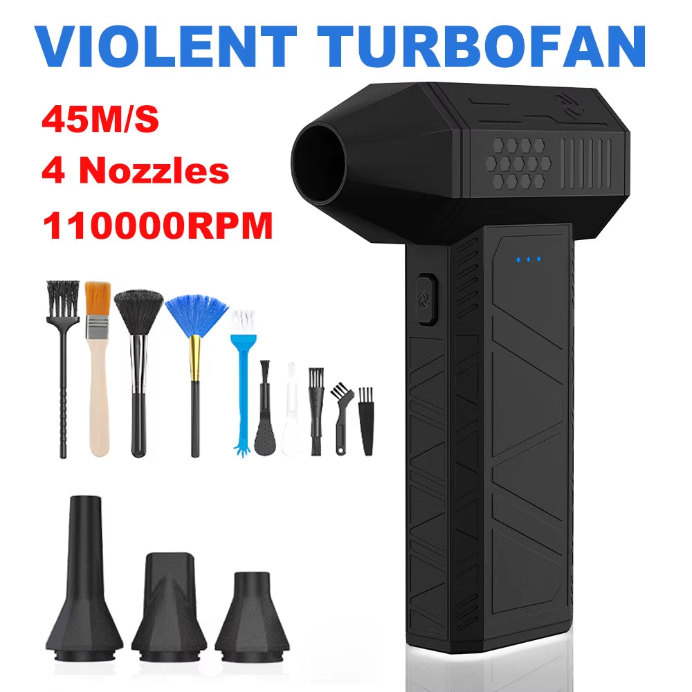 X3 Mini Violent Fan 110000RPM Electric Air Duster with 4 Nozzles Super Turbo Jet Fan Air Blower Car Keyboard Cleaning Tools