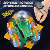 Dual Watch Remote Control 360 Rotating Flashing Light Transparent Wheel Amphibious Shoot Water Spray RC Stunt Car Toys for Kids