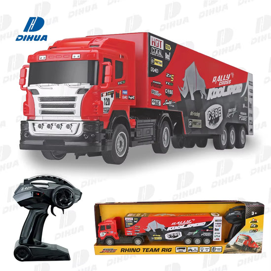 50CM 2.4Ghz RC Container Truck Kids Full Function Remote Control Rally Vehicle W/ Lights Large Truck Toy for City Role Play