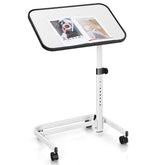 Tavolino Con Ruote Piroettanti Altezza Regolabile a 9 Posizioni Piano Inclinabile, Tavolino Porta PC 61X43,5X93Cm 2 Colori