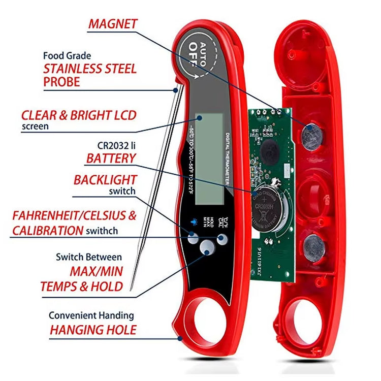 Kitchen Accessories Fast Reading Digital Meat Cooking Thermometer with Folding Probe Grill Thermometer
