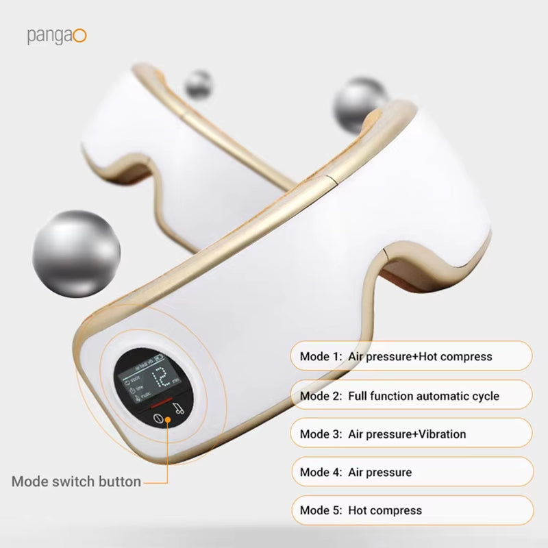 Pangao Wireless Digital 3D Smart Electric Heated Vibrating Relax Eye Care Massager Glasses for Eyes Strain