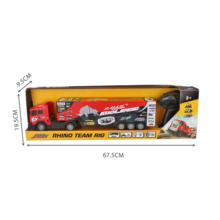 50CM 2.4Ghz RC Container Truck Kids Full Function Remote Control Rally Vehicle W/ Lights Large Truck Toy for City Role Play